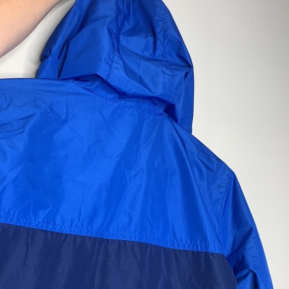 Eddie Bauer Hooded Light Fall Jacket Blue Double Zipper Rain Coat Kids L 14/16 - Picture 13 of 16